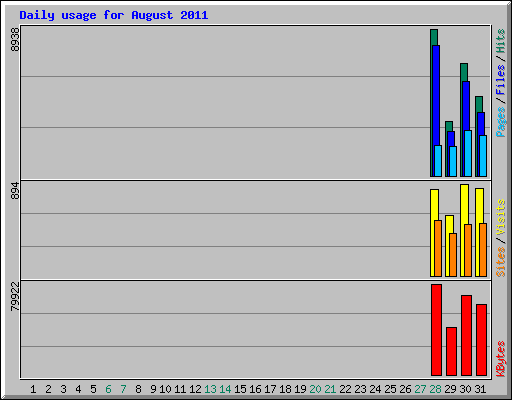 Daily usage for August 2011