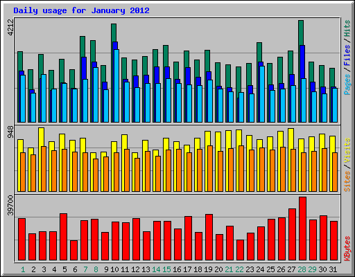 Daily usage for January 2012