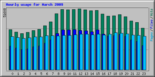 Hourly usage for March 2009